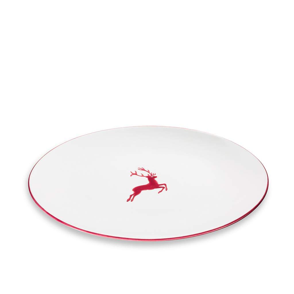 gmundner-keramik-manufaktur-0320pose38-platte-oval-38-x-31-cm-bordeauxroter-hirs image 1