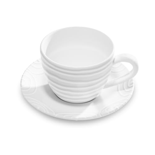gmundner-keramik-geschirrset-teetasse-maxima-mit-unterteller-wei-geflammt-handge image 5