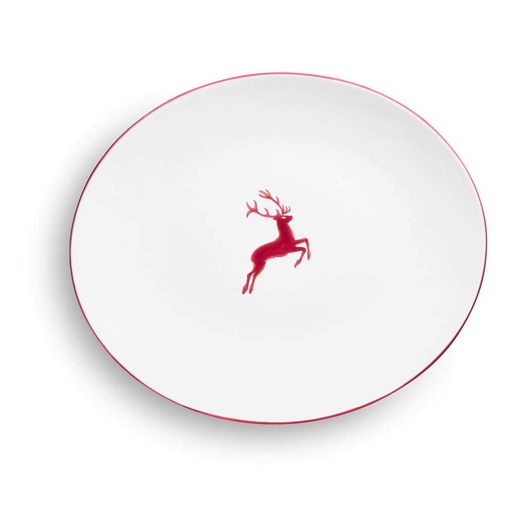 gmundner-keramik-manufaktur-0320pose38-platte-oval-38-x-31-cm-bordeauxroter-hirs image 2