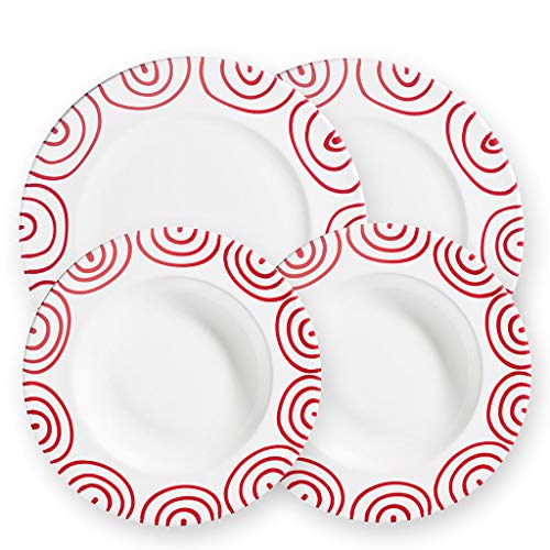 gmundner-keramik-dinner-geschirr-set-dinner-for-two-gourmet-rotgeflammt-4-teilig image 2