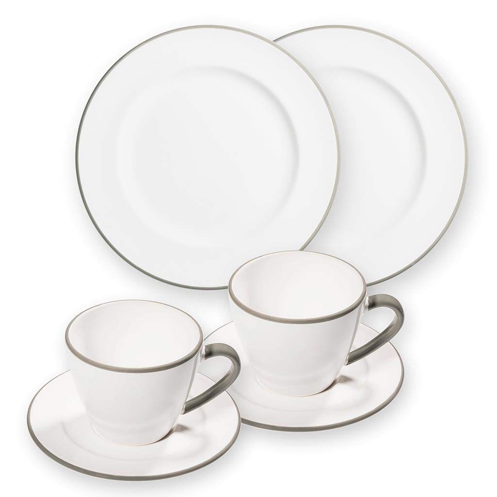 gmundner-keramik-breakfast-for-two-gourmet-geschirrset-grauer-rand image 1
