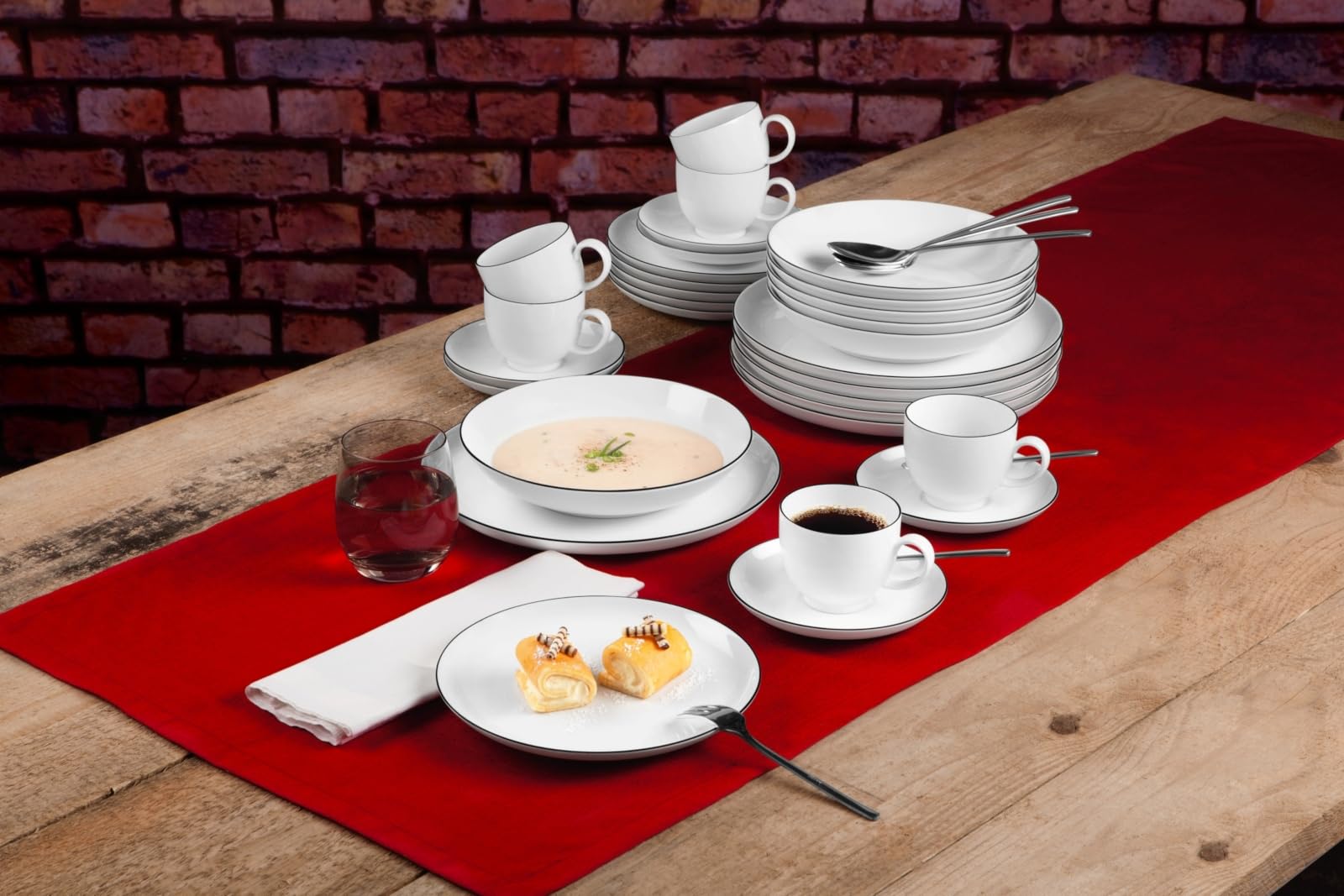 seltmann-weiden-lido-tafelservice-black-line-12-teilig-6-essteller-26-cm-6-suppe image 8