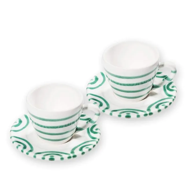 gmundner-keramik-espresso-f-r-2-gourmet-geschirrset-gr-ngeflammt-handgemacht-in- image 1