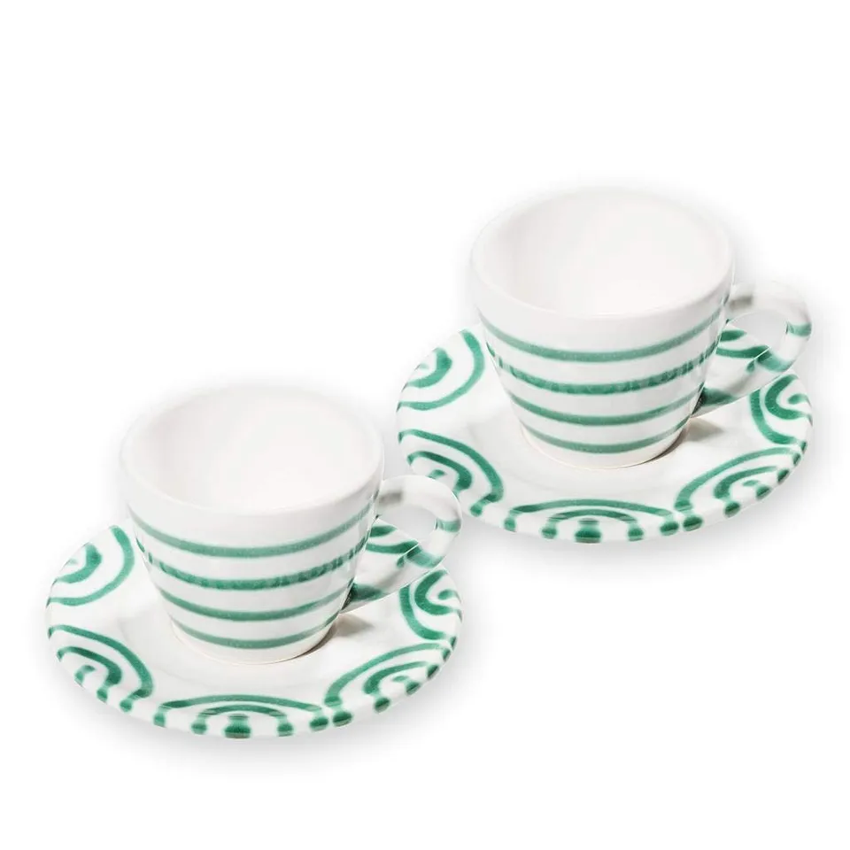 gmundner-keramik-espresso-f-r-2-gourmet-geschirrset-gr-ngeflammt-handgemacht-in- image 1