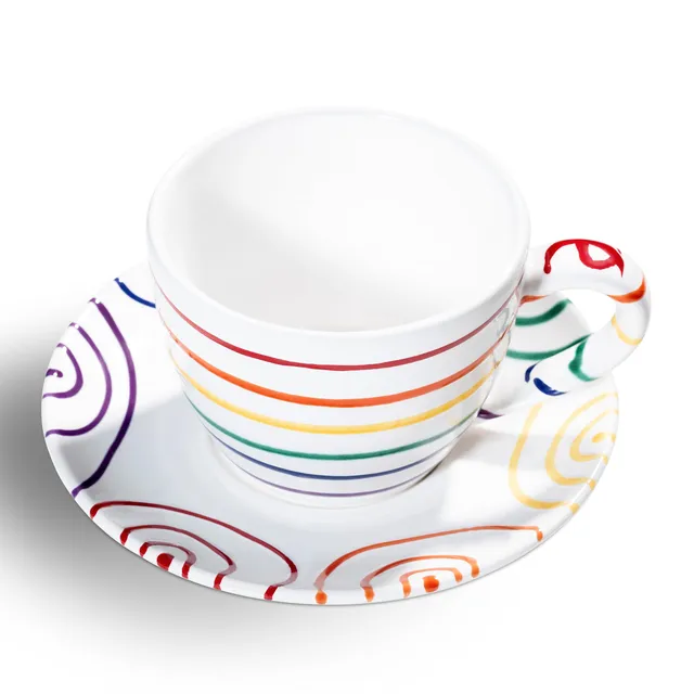 gmundner-keramik-teetasse-maxima-0-4-l-mit-unterteller-regenbogen image 1