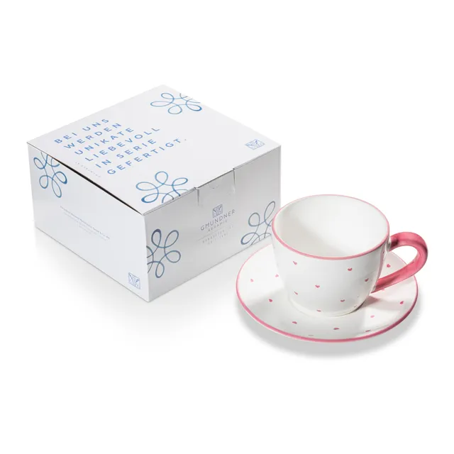 gmundner-keramik-herzerl-rosa-teetasse-maxima-mit-unterteller image 1