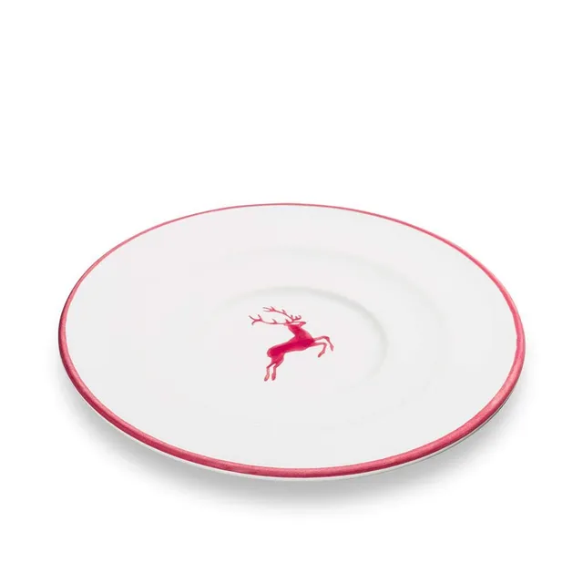 gmundner-keramik-unterteller-cappuccino-14-cm-bordeauxroter-hirsch image 1