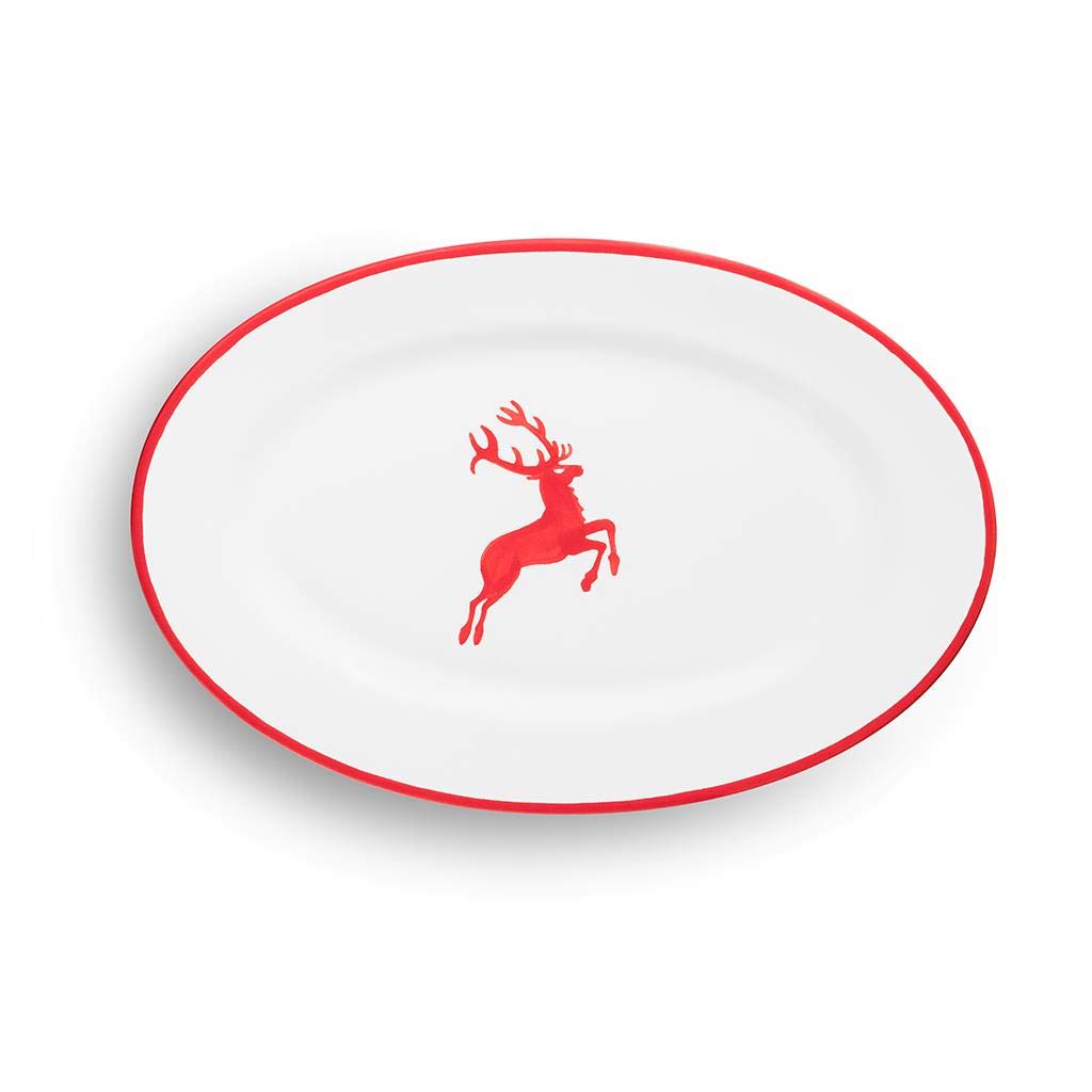 gmundner-keramik-platte-oval-fahne-rubinroter-hirsch-21-x-14-cm-handgemacht-in-s image 2