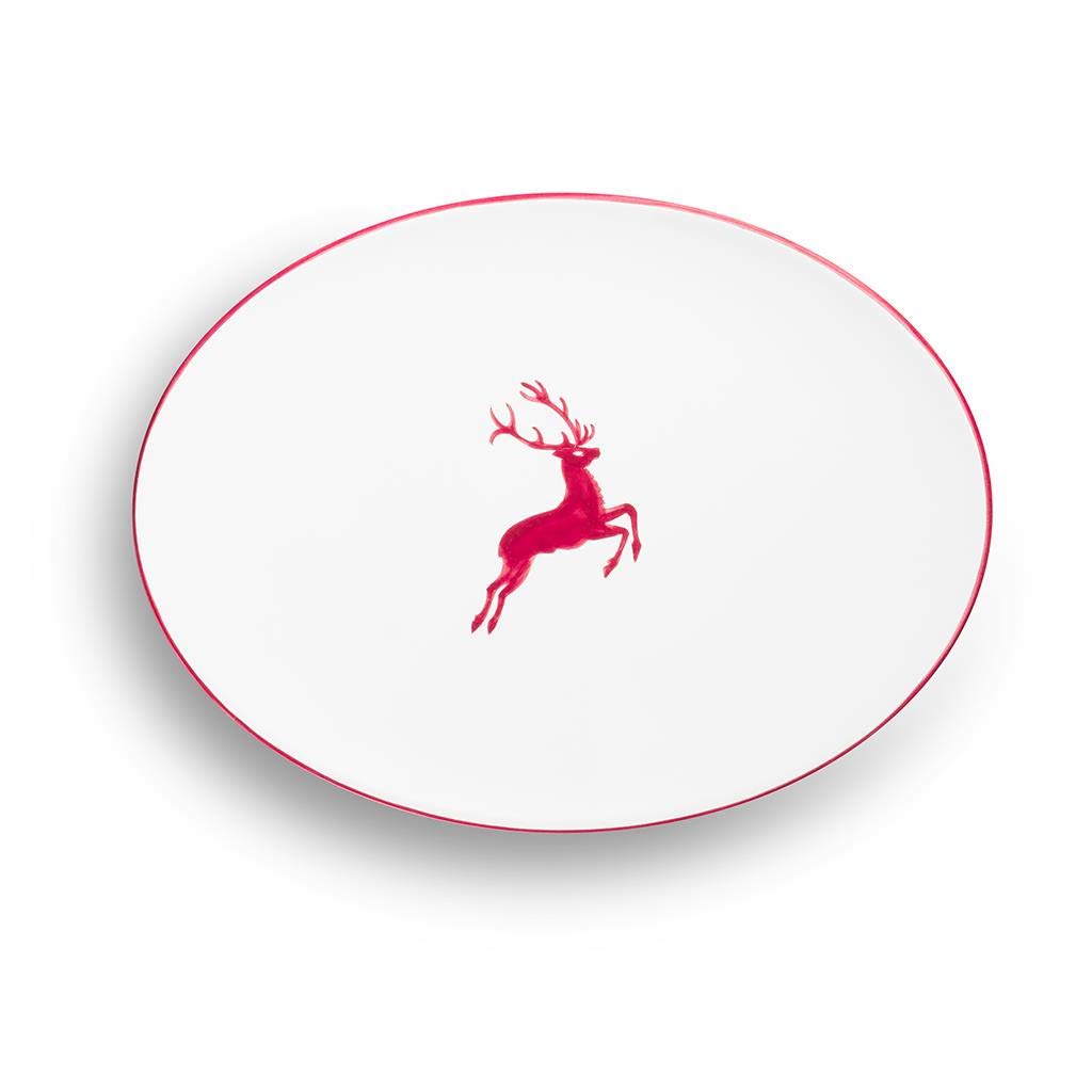 gmundner-keramik-platte-oval-bordeauxroter-hirsch-28-x-21-cm-handgemacht-in-ster image 2