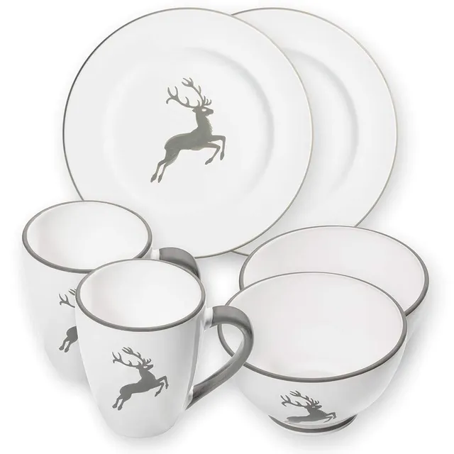 gmundner-keramik-gourmet-hfcttenfrfchstfcck-ffcr-2-grauer-hirsch-d3-6-teiliges-g image 1