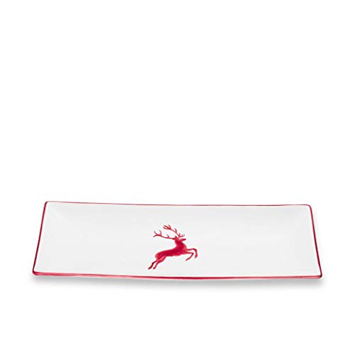 gmundner-keramik-platte-rechteckig-bordeauxroter-hirsch-36-x-15-cm-handgemacht-i image 3