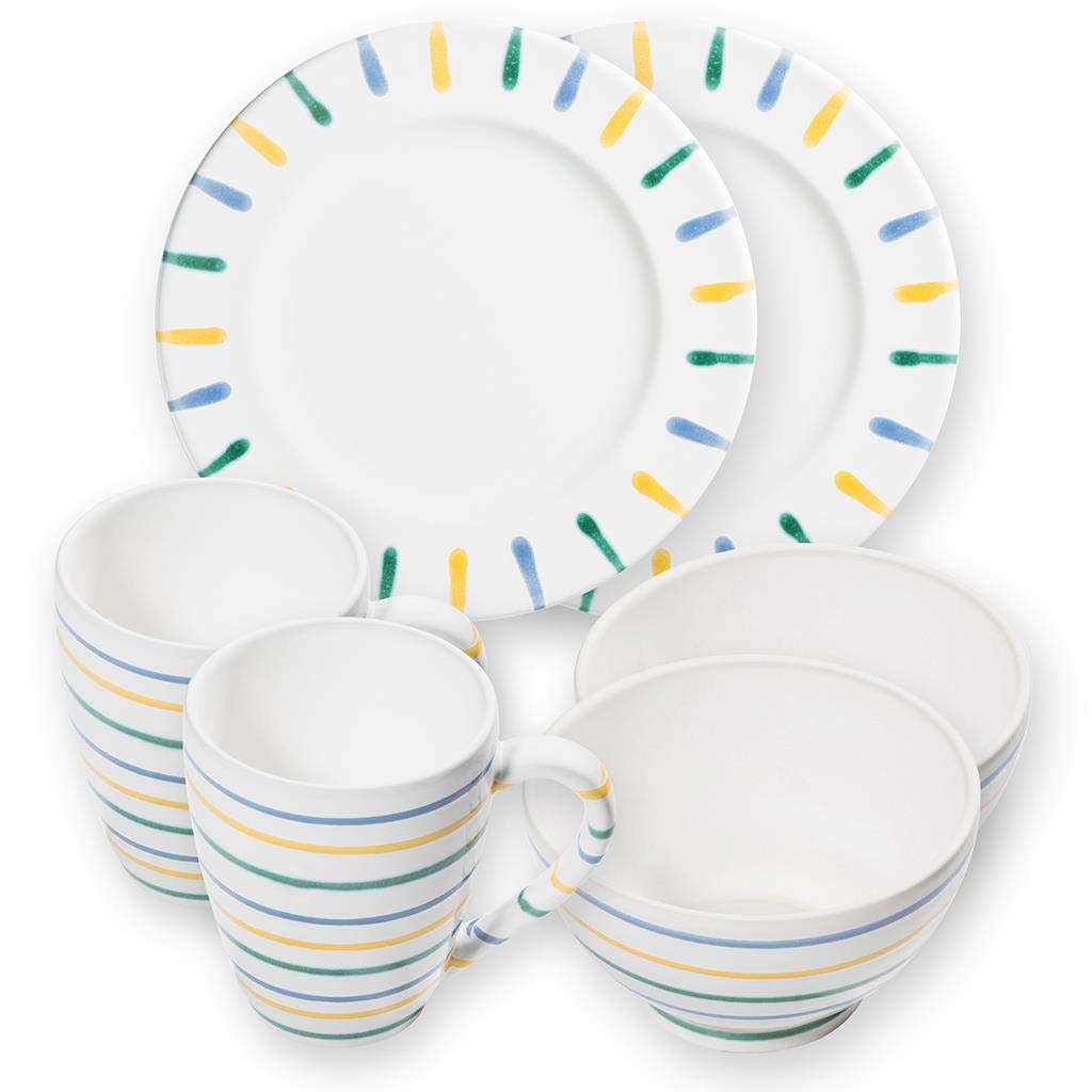 gmundner-keramik-h-ttenfr-hst-ck-gourmet-f-r-2-geschirrset-6-teilig-buntgeflammt image 1