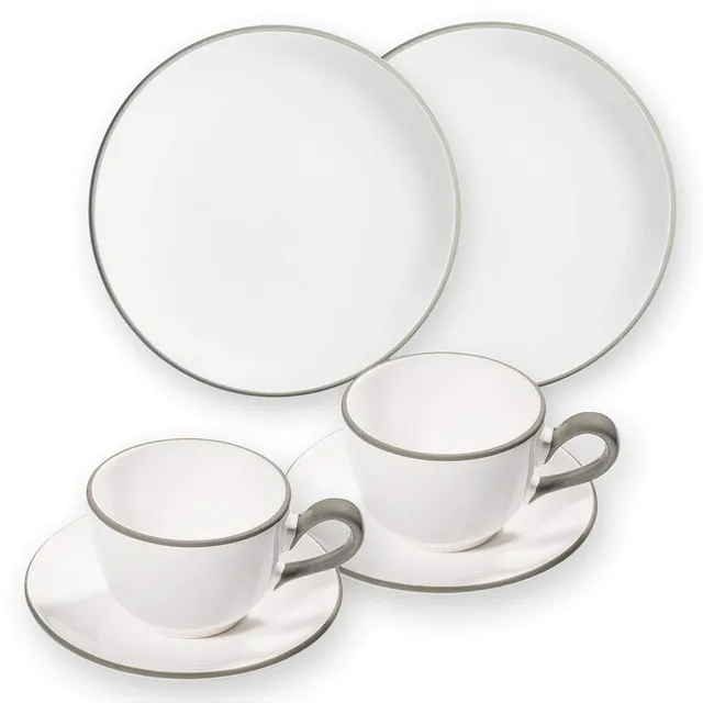 gmundner-keramik-breakfast-for-two-classic-geschirrset-grauer-rand-handgemacht-i image 1