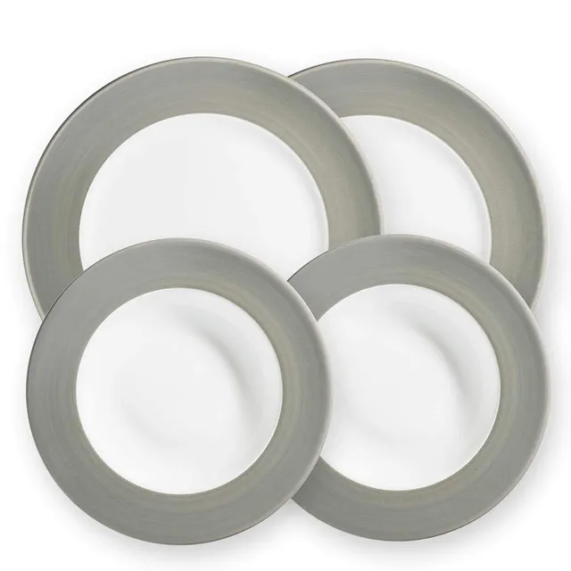 gmundner-keramik-dinner-for-two-gourmet-geschirrset-variation-grau-4-teilig image 1