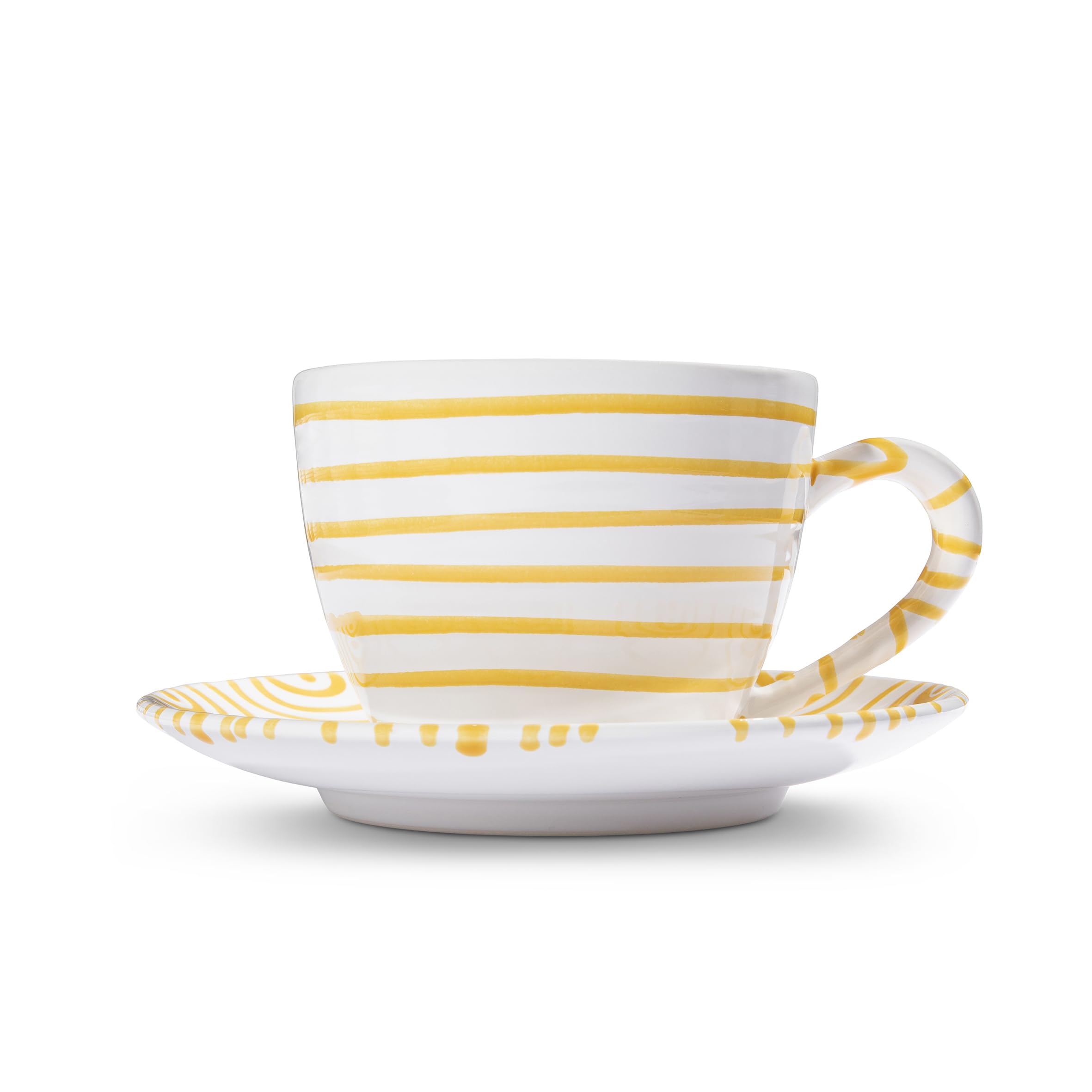 gmundner-keramik-gelbgeflammt-teetasse-maxima-mit-unterteller-im-geschenkkarton image 3