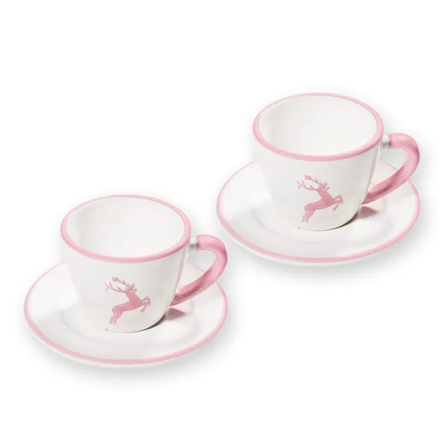 gmundner-keramik-espresso-f-r-2-gourmet-kaffeeset-4-teilig-rosa-hirsch image 1