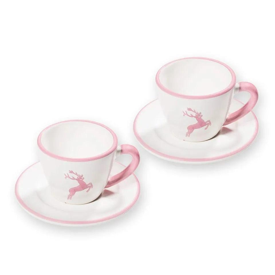 gmundner-keramik-espresso-f-r-2-gourmet-kaffeeset-4-teilig-rosa-hirsch image 1