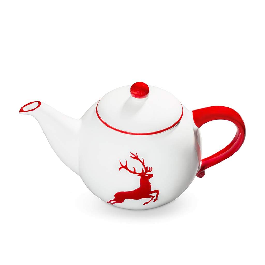 gmundner-keramik-teekanne-glatt-1-5-liter-rubinroter-hirsch image 1