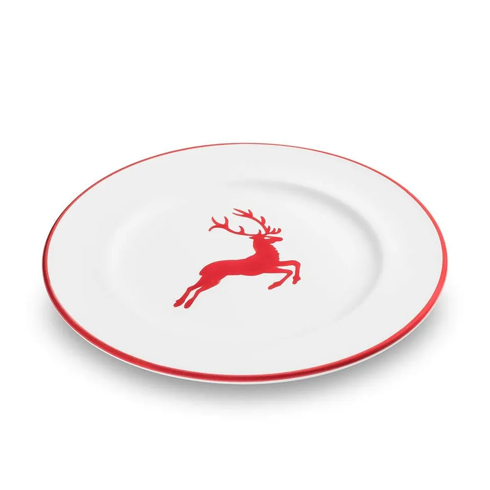 gmundner-keramik-dessertteller-gourmet-22-cm-rubinroter-hirsch image 1