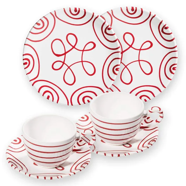 gmundner-keramik-fr-hst-cksgeschirr-set-breakfast-for-two-classic-rotgeflammt-6- image 1