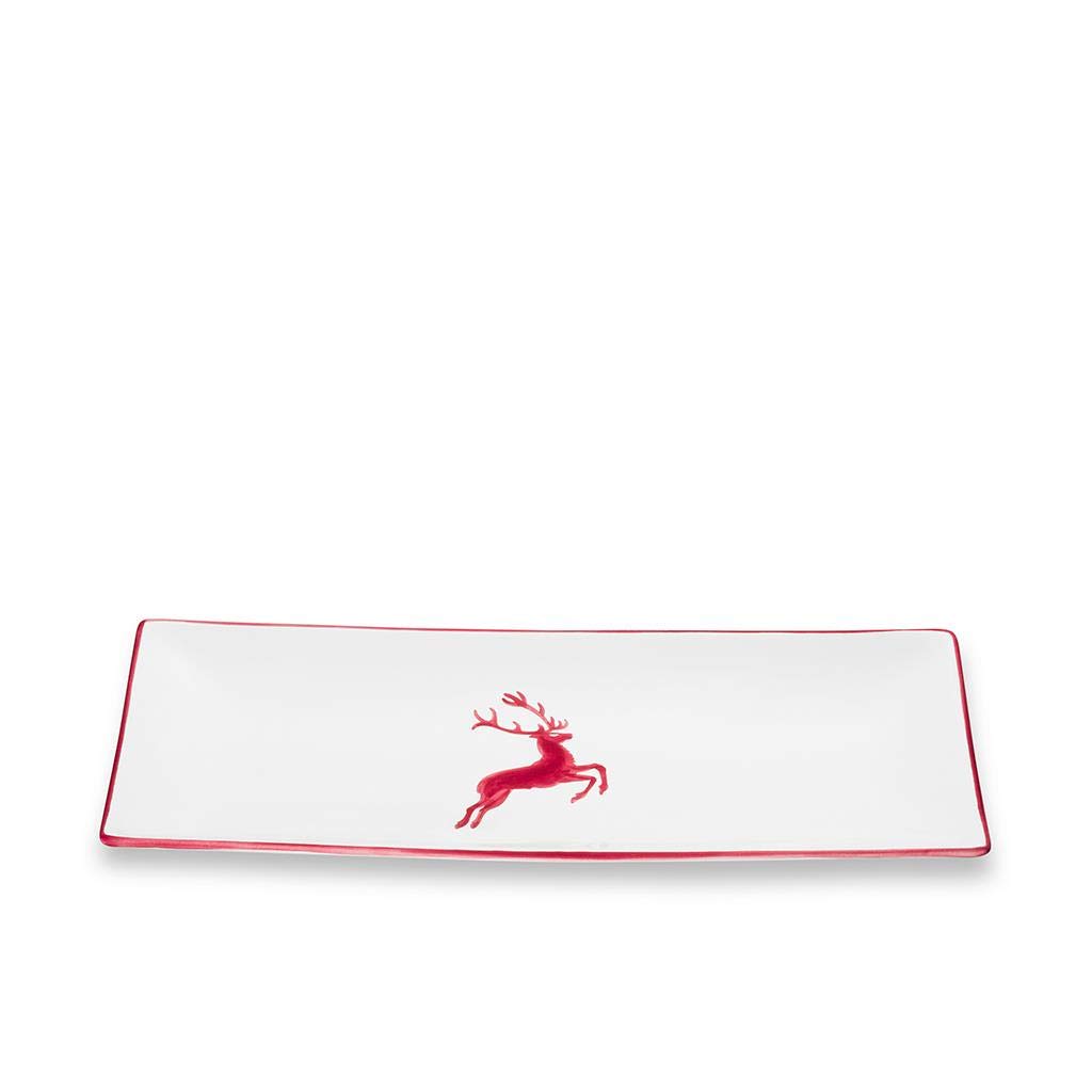 gmundner-keramik-platte-rechteckig-bordeauxroter-hirsch-36-x-15-cm-handgemacht-i image 1