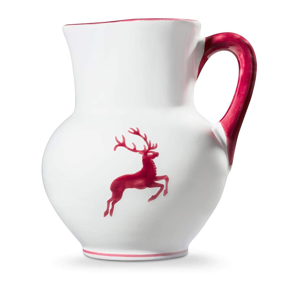 gmundner-keramik-krug-wiener-form-bordeauxroter-hirsch-1-liter-handgemacht-in-st image 2