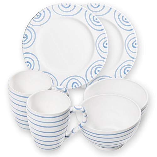 gmundner-keramik-h-ttenfr-hst-ck-gourmet-f-r-2-geschirrset-6-teilig-blaugeflammt image 2