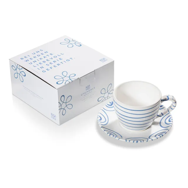 gmundner-keramik-blaugeflammt-teetasse-maxima-mit-unterteller image 1