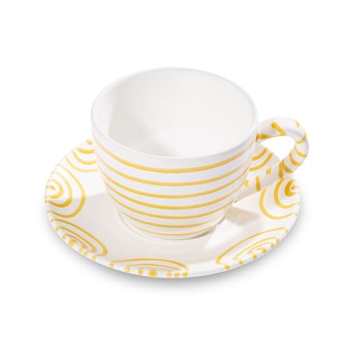 gmundner-keramik-gelbgeflammt-teetasse-maxima-mit-unterteller-im-geschenkkarton image 5