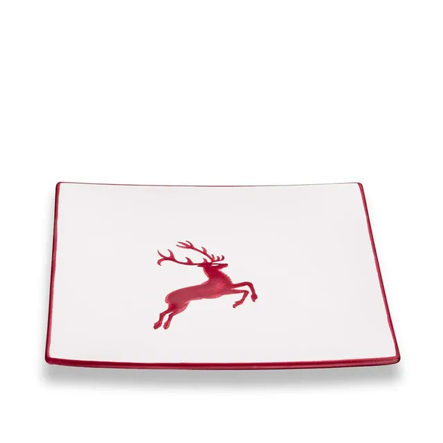 gmundner-keramik-dessertteller-bordeauxroter-hirsch-20-x-20-x-2-6-cm-handgemacht image 1