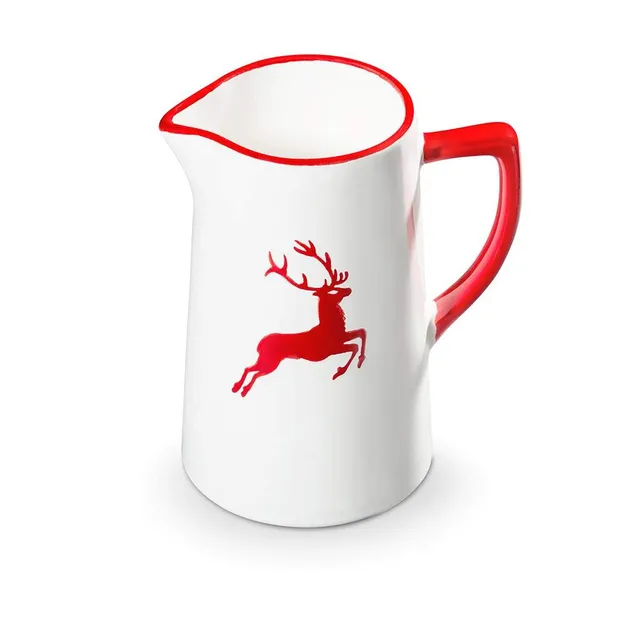 gmundner-keramik-wasserkrug-0-7-liter-rubinroter-hirsch-handgemacht-in-sterreich image 1