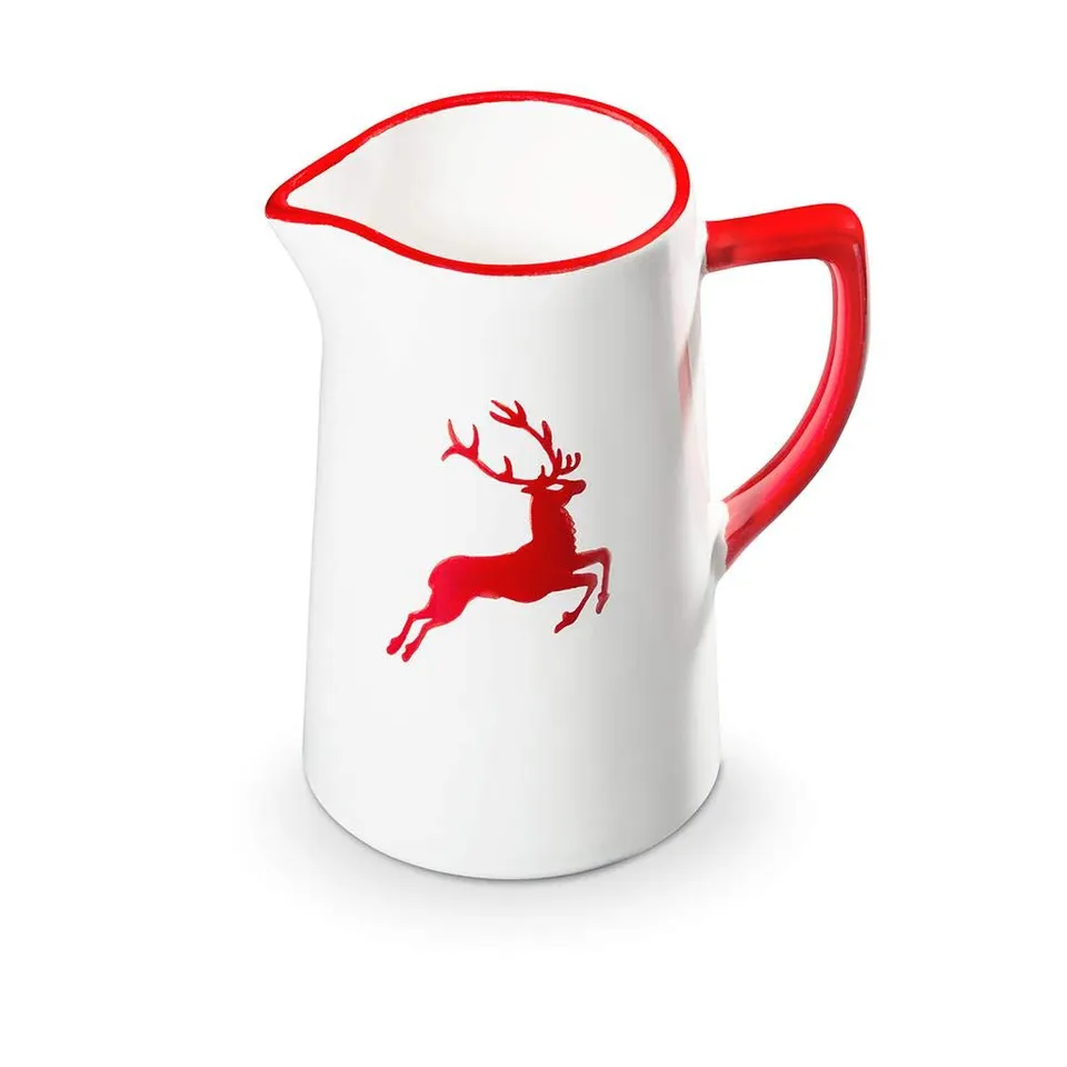gmundner-keramik-wasserkrug-0-7-liter-rubinroter-hirsch-handgemacht-in-sterreich image 1