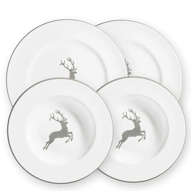 gmundner-keramik-dinner-for-two-gourmet-geschirrset-grauer-hirsch-4-teilig-handg image 1