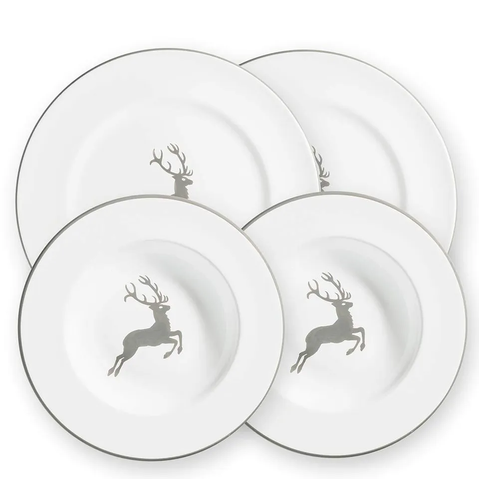 gmundner-keramik-dinner-for-two-gourmet-geschirrset-grauer-hirsch-4-teilig-handg image 1