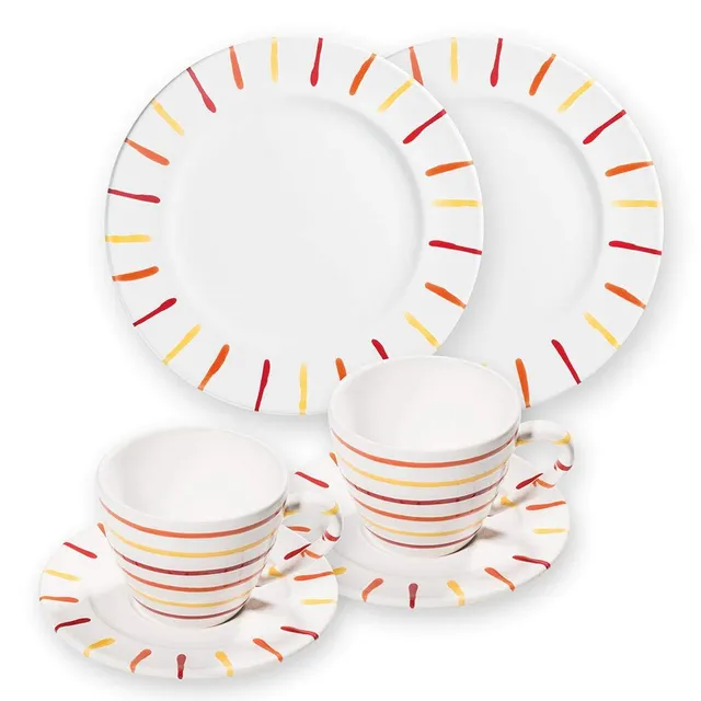 gmundner-keramik-breakfast-for-two-gourmet-geschirrset-landlust-6-teilig-handgem image 1