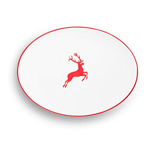 gmundner-keramik-platte-oval-rubinroter-hirsch-28-x-21-cm-handgemacht-in-sterrei image 4