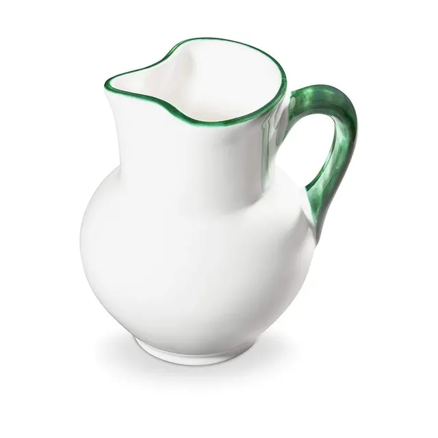 gmundner-keramik-krug-wiener-form-gr-ner-rand-1-liter-handgemacht-in-sterreich image 1