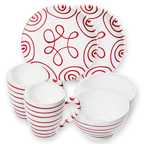gmundner-keramik-h-ttenfr-hst-ck-cup-f-r-2-geschirrset-rotgeflammt-6-teilig image 2