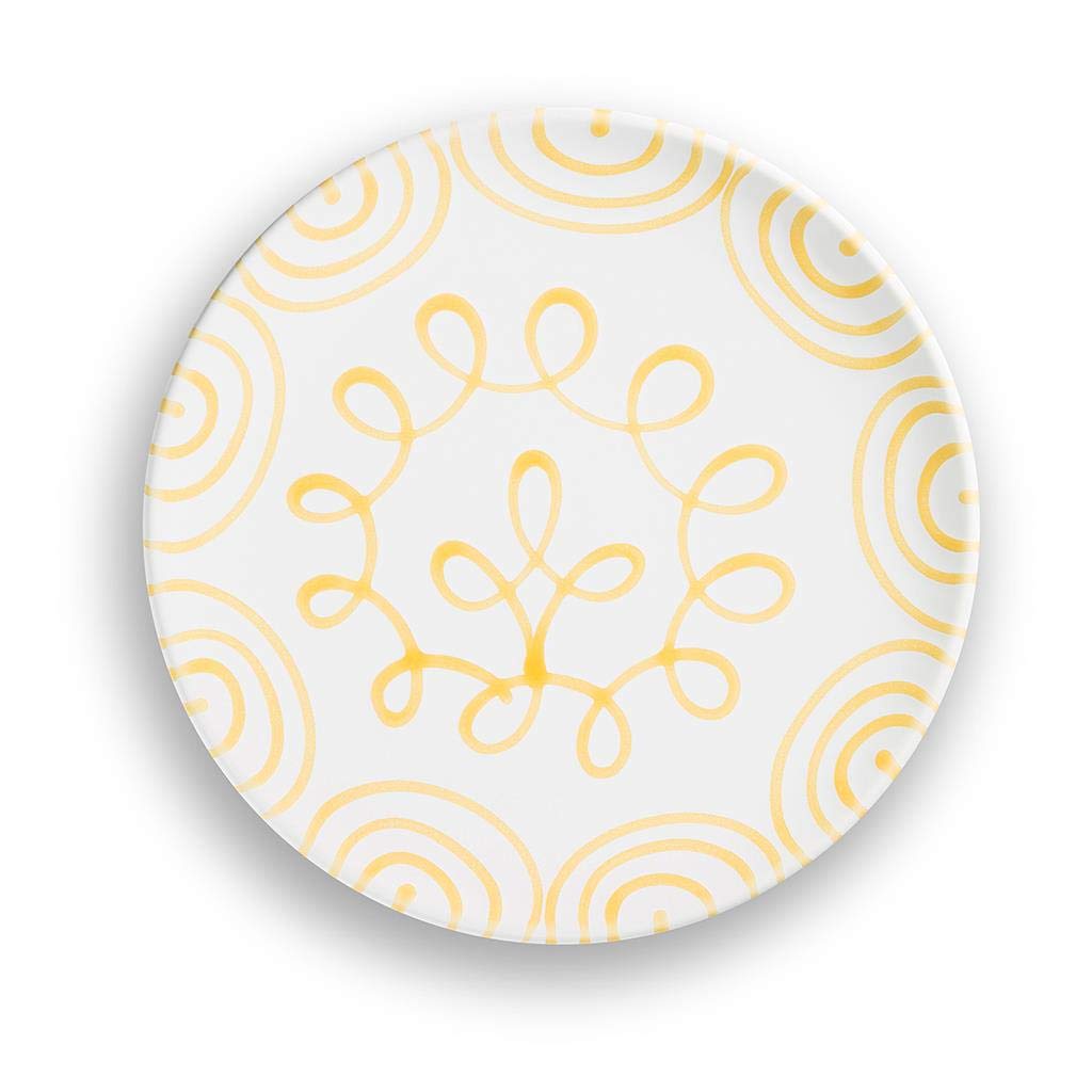 gmundner-keramik-speiseteller-25-cm-gelbgeflammt image 2