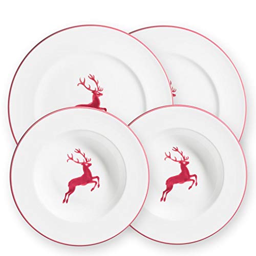 gmundner-keramik-dinner-for-two-gourmet-geschirrset-bordeauxroter-hirsch-4-teili image 2