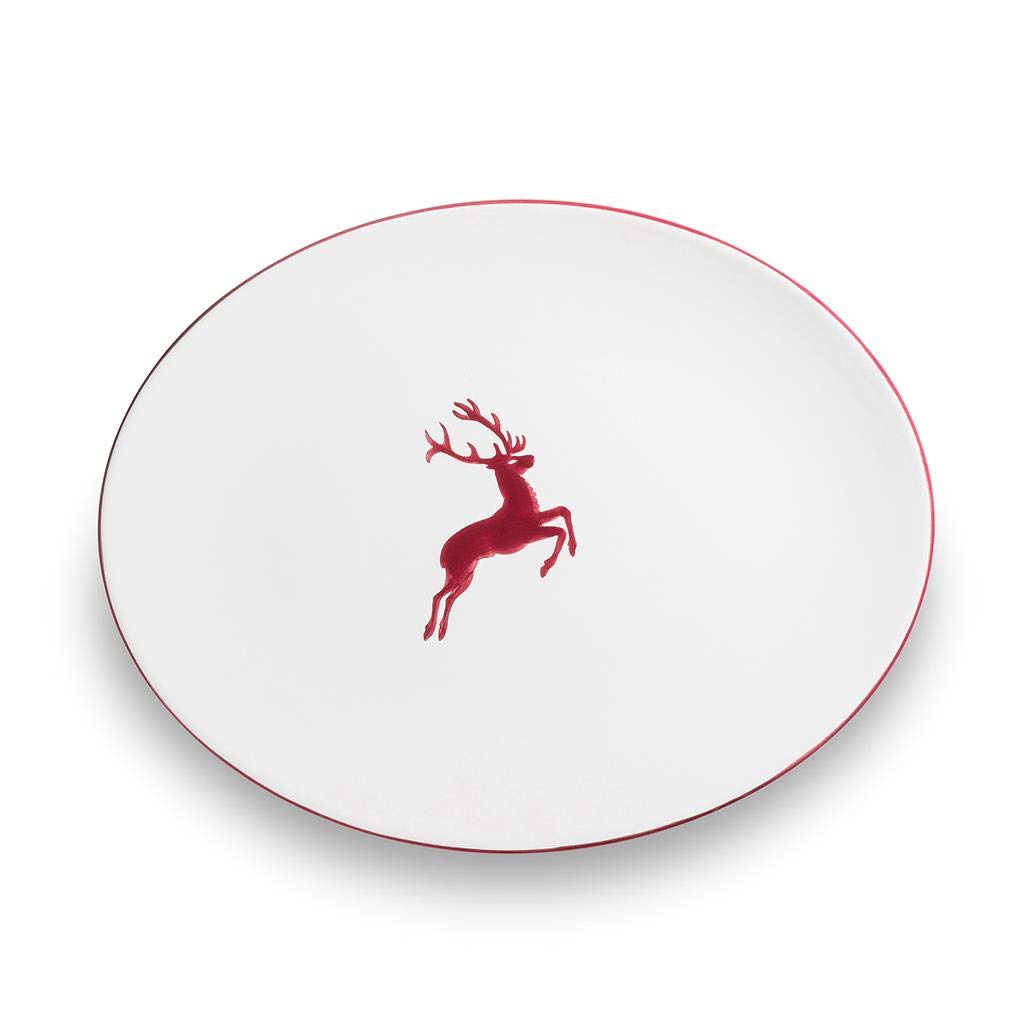 gmundner-keramik-platte-oval-bordeauxroter-hirsch-33-x-26-cm-handgemacht-in-ster image 2