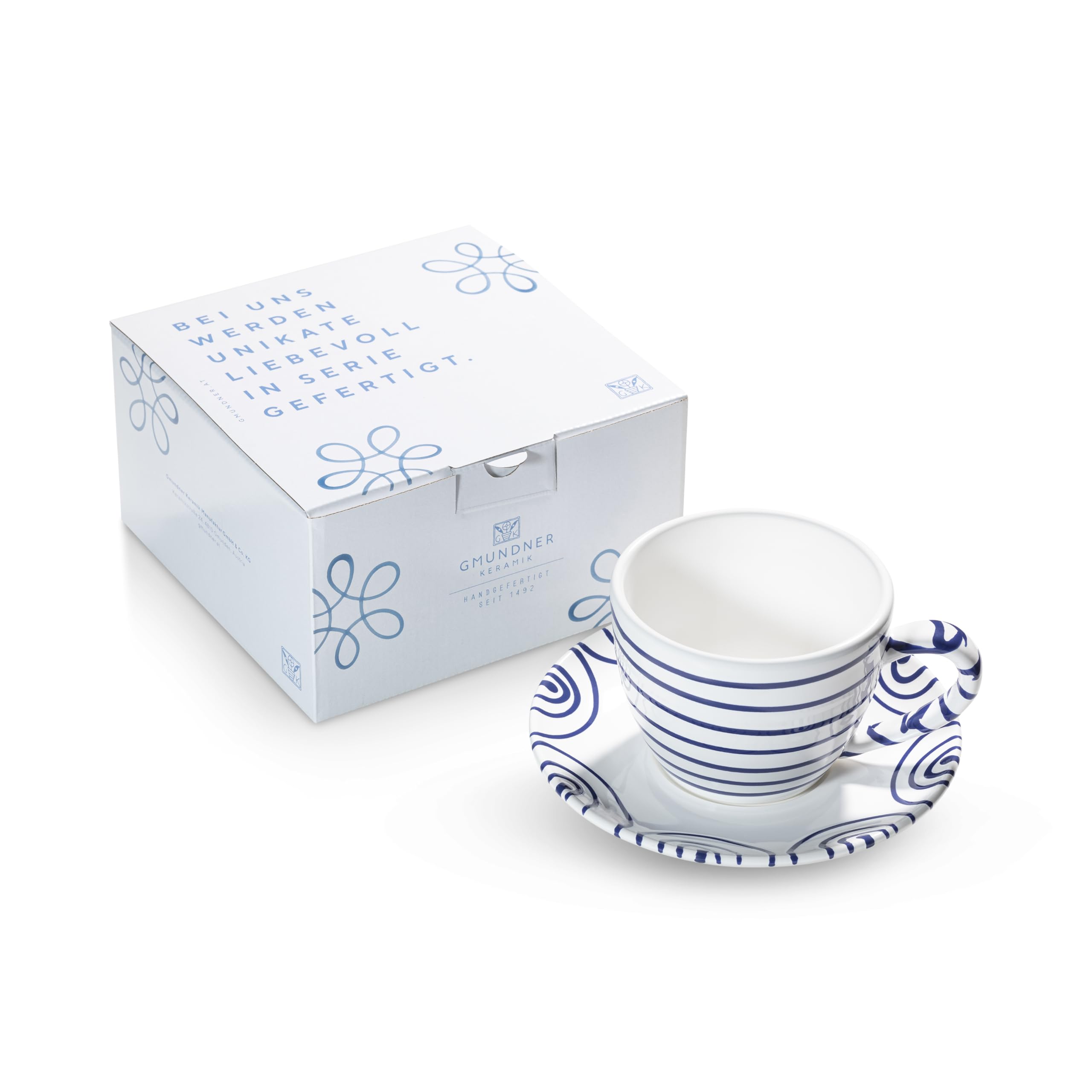 gmundner-keramik-dunkelblaugeflammt-teetasse-maxima-mit-unterteller image 1