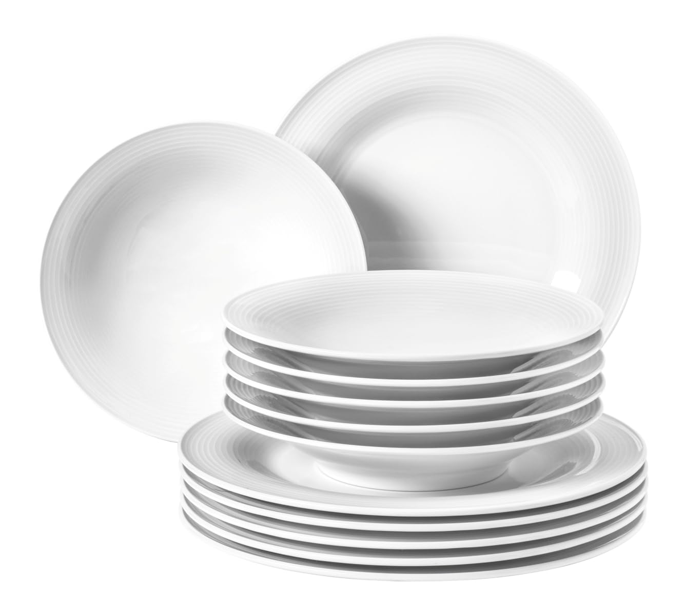 seltmann-weiden-beat-tafelservice-12-teilig-wei-rund-mit-rillenrelief image 1