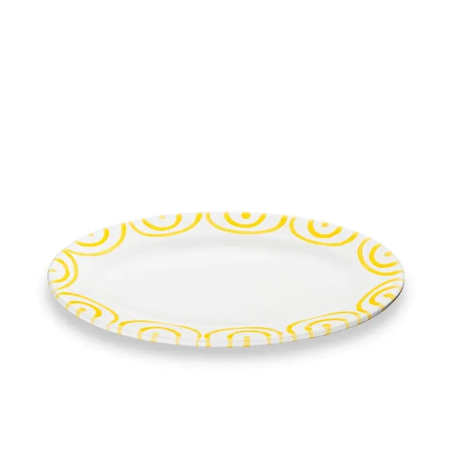 gmundner-keramik-platte-oval-gourmet-gelbgeflammt-21-x-14-cm-handgemacht-in-ster image 1