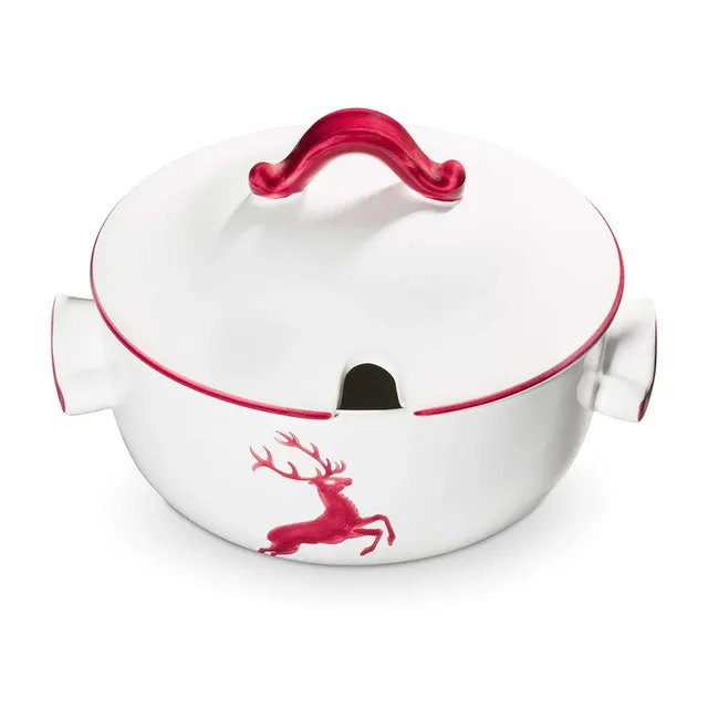 gmundner-keramik-suppentopf-glatt-2-liter-bordeauxroter-hirsch-handgefertigte-ke image 1
