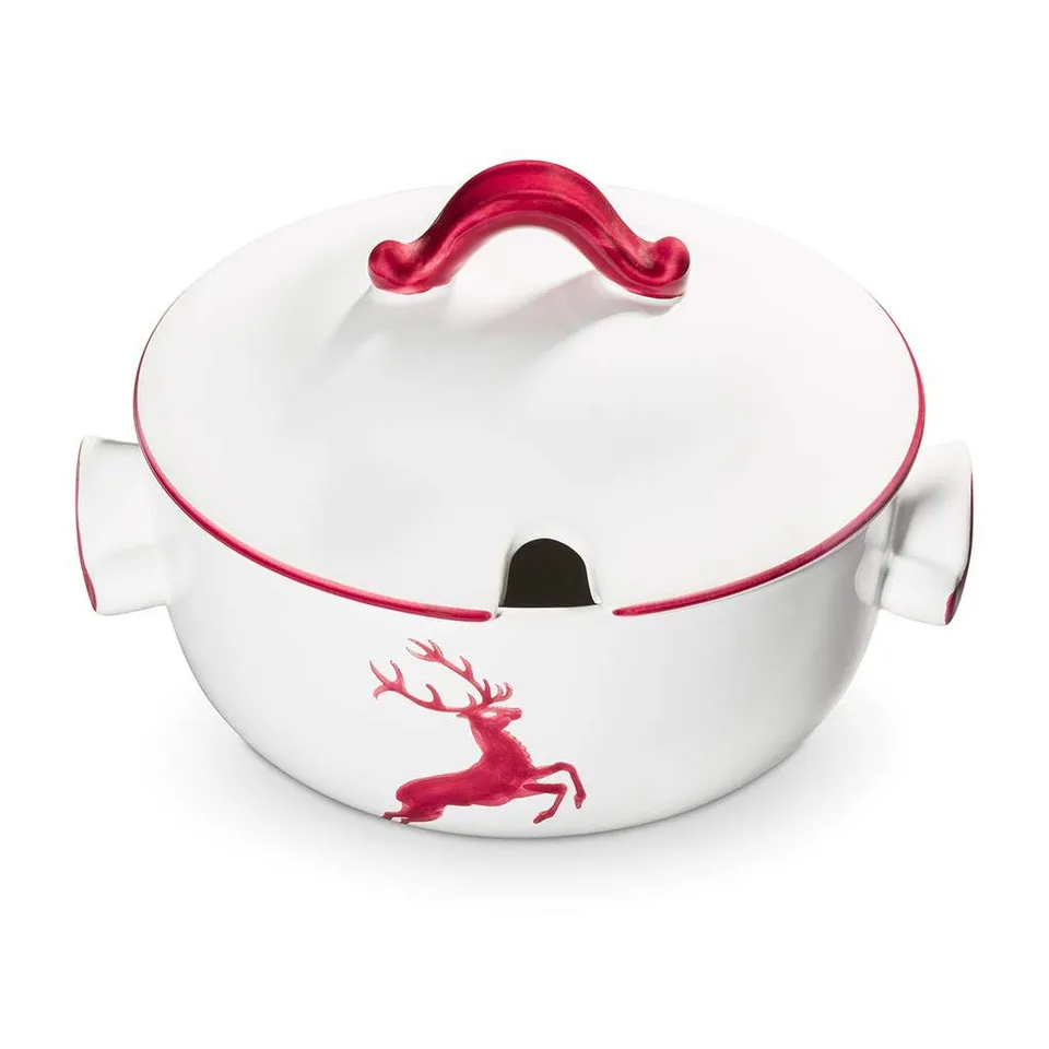 gmundner-keramik-suppentopf-glatt-2-liter-bordeauxroter-hirsch-handgefertigte-ke image 1