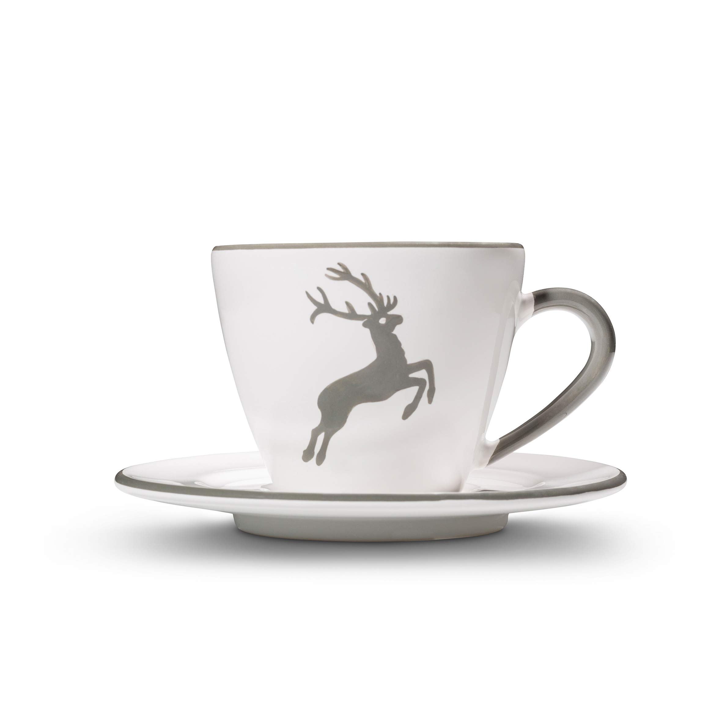 gmundner-keramik-grauer-hirsch-kaffeetasse-gourmet-mit-untertasse-set image 2