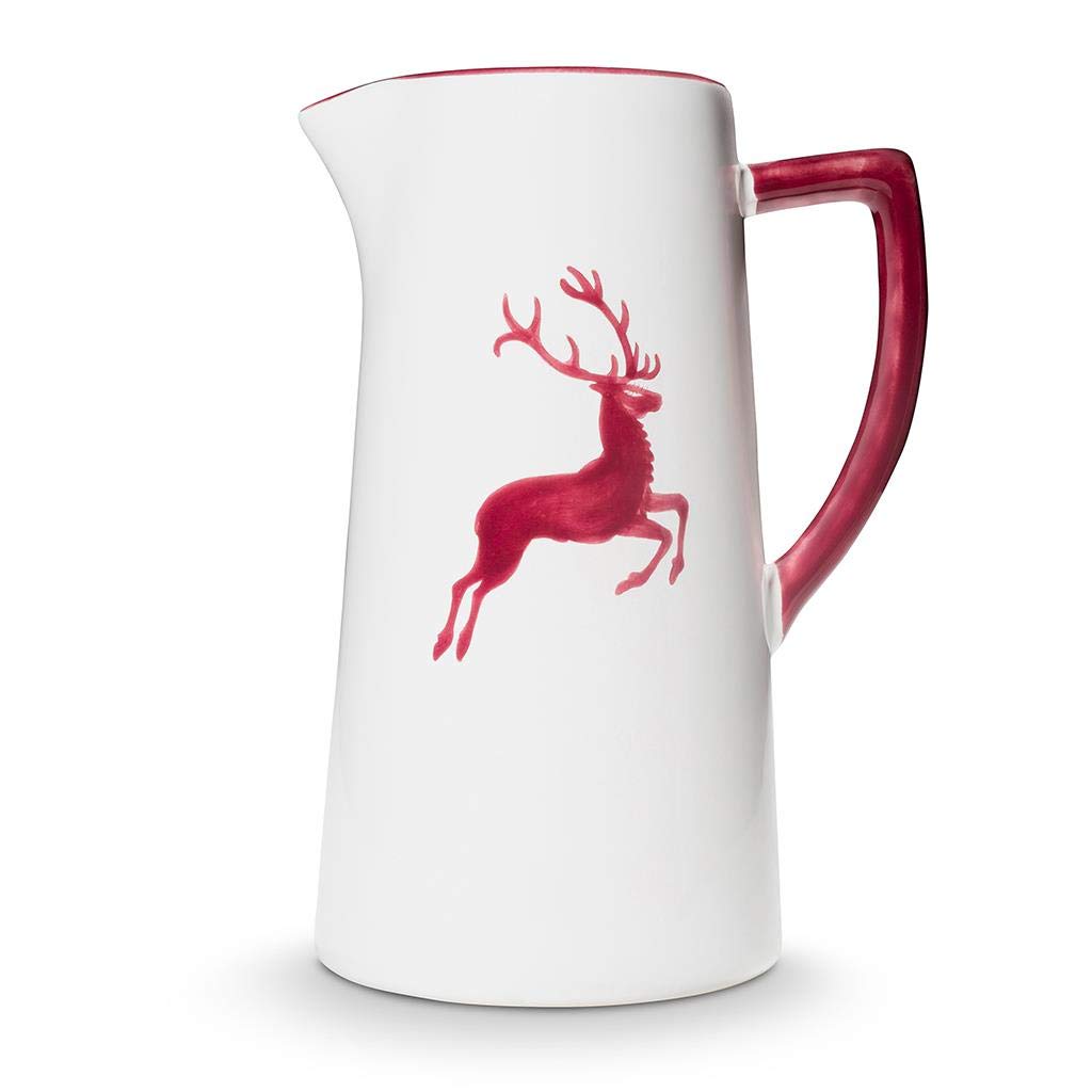 gmundner-keramik-wasserkrug-bordeauxroter-hirsch-1-2-liter-handgemacht-in-sterre image 2