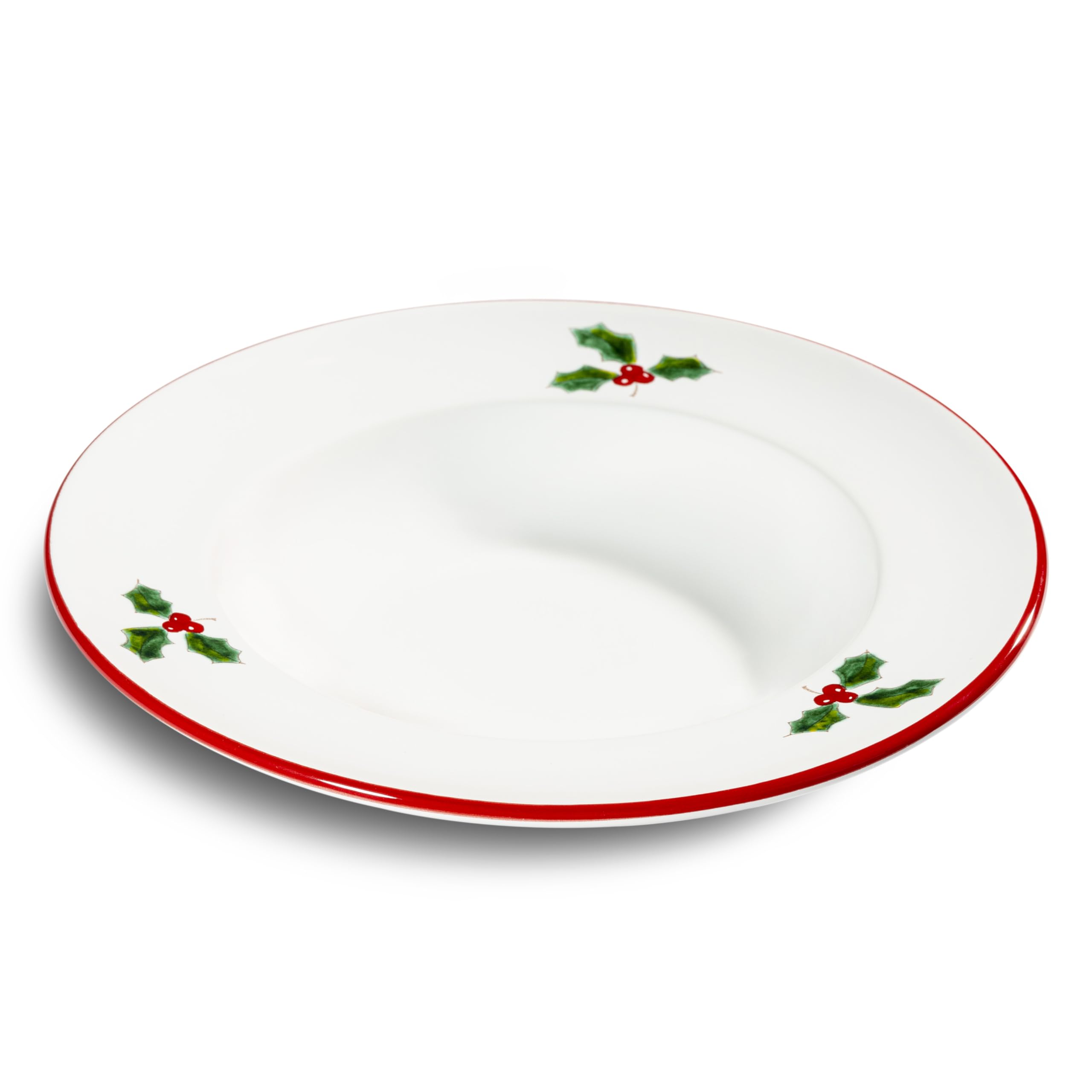 gmundner-keramik-winterbeere-rubinroter-rand-suppenteller-gourmet-24-cm-handgema image 1
