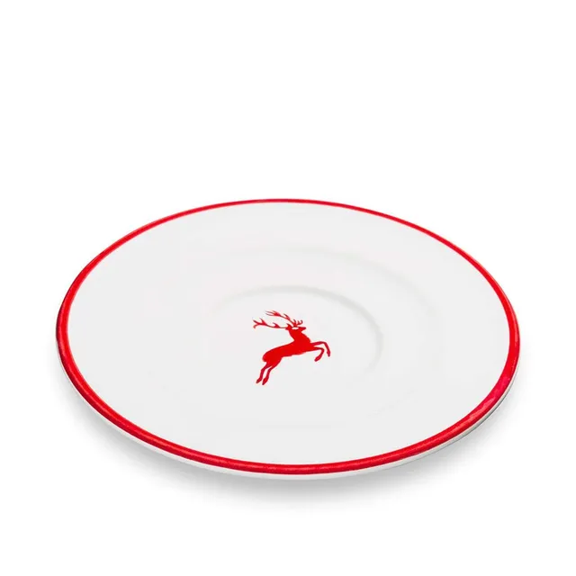 gmundner-keramik-rubinroter-hirsch-unterteller-cappuccino-gourmet-14-cm image 1